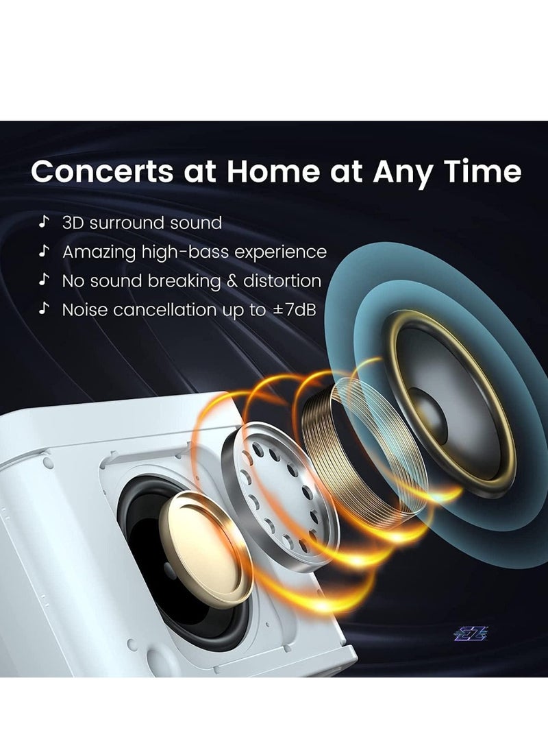 ELTRAZONE Karaoke Machine for Gift - Portable Wireless Karaoke Speaker, Bluetooth, Microphone, LED Lights, Rechargeable, Perfect for Parties, Kids, and Adults, White Color – Ideal Gift for Any Occasion  - Image 2