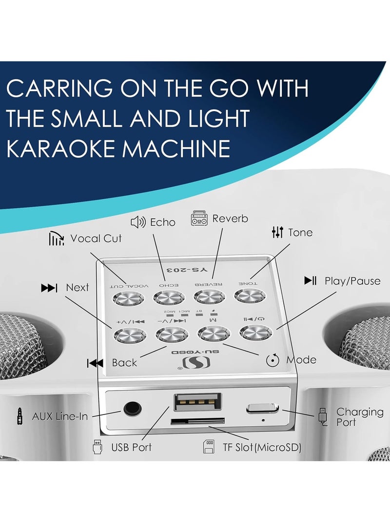 ELTRAZONE Karaoke Machine for Gift - Portable Wireless Karaoke Speaker, Bluetooth, Microphone, LED Lights, Rechargeable, Perfect for Parties, Kids, and Adults, White Color – Ideal Gift for Any Occasion  - Image 3
