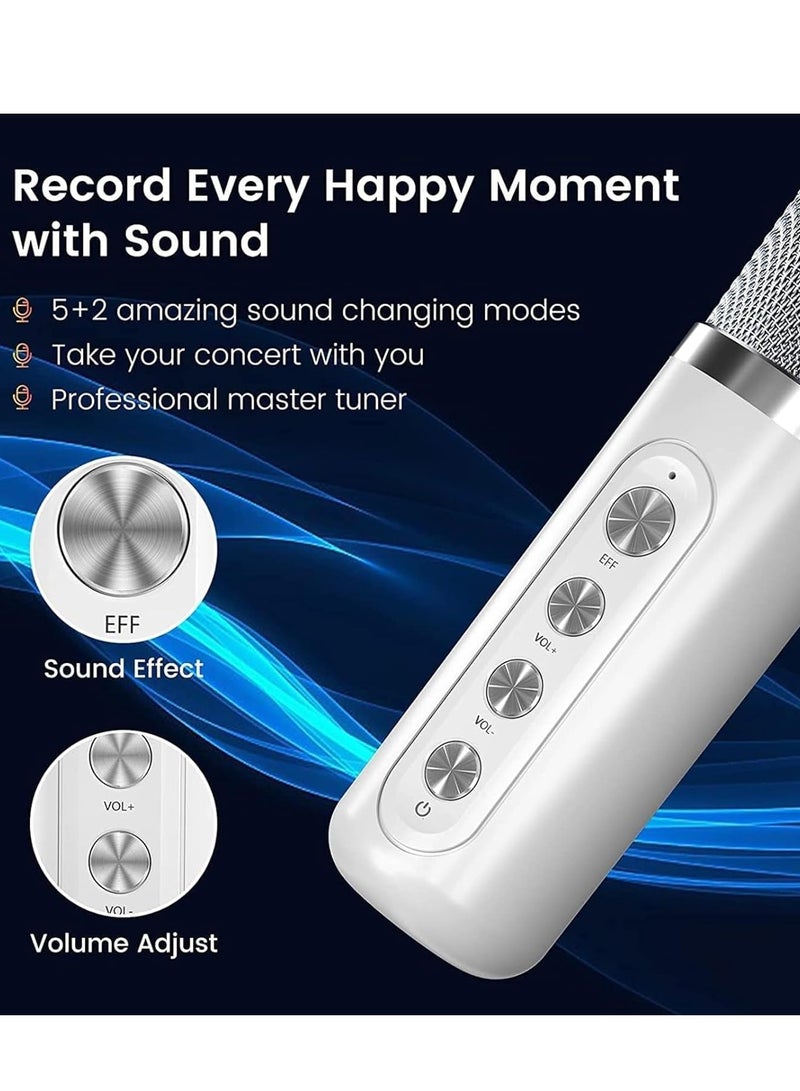 ELTRAZONE Karaoke Machine for Gift - Portable Wireless Karaoke Speaker, Bluetooth, Microphone, LED Lights, Rechargeable, Perfect for Parties, Kids, and Adults, White Color – Ideal Gift for Any Occasion  - Image 4