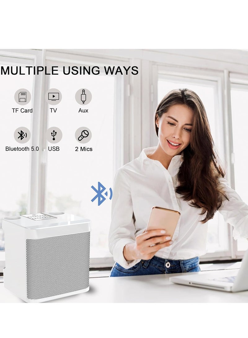ELTRAZONE Karaoke Machine for Gift - Portable Wireless Karaoke Speaker, Bluetooth, Microphone, LED Lights, Rechargeable, Perfect for Parties, Kids, and Adults, White Color – Ideal Gift for Any Occasion  - Image 5