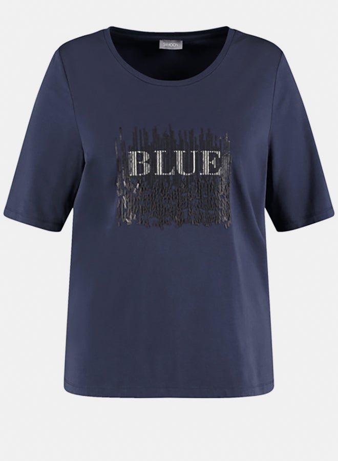 T-Shirt With Decorative Printed Lettering