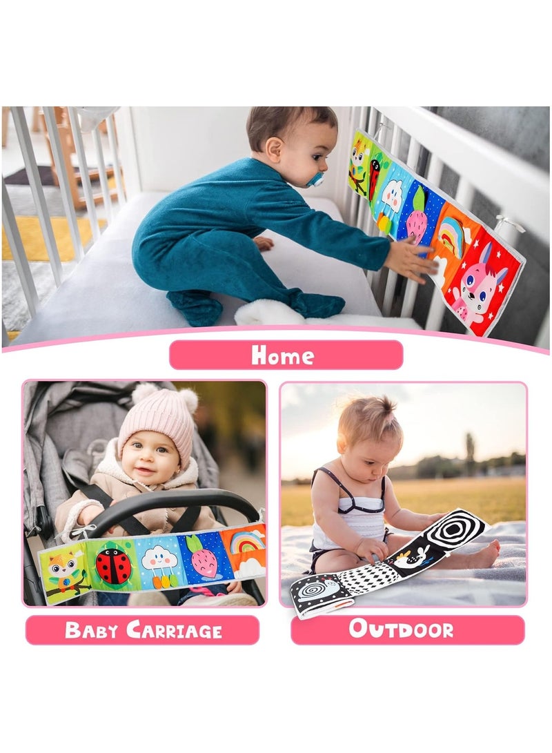 إسكدنيا كتب قماشية تعليمية غير سامة للأطفال، ألعاب أطفال من عمر 0 ​​إلى 6 أشهر، هدايا للأولاد والبنات، ألعاب وقت النوم على البطن للأطفال من عمر 0 ​​إلى 3 إلى 6 أشهر، كتب أطفال ناعمة عالية التباين باللونين ا - Image 4