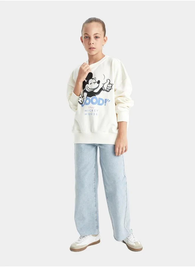 ديفاكتو Mickey Graphic Print Oversized Crew Neck Sweatshirt