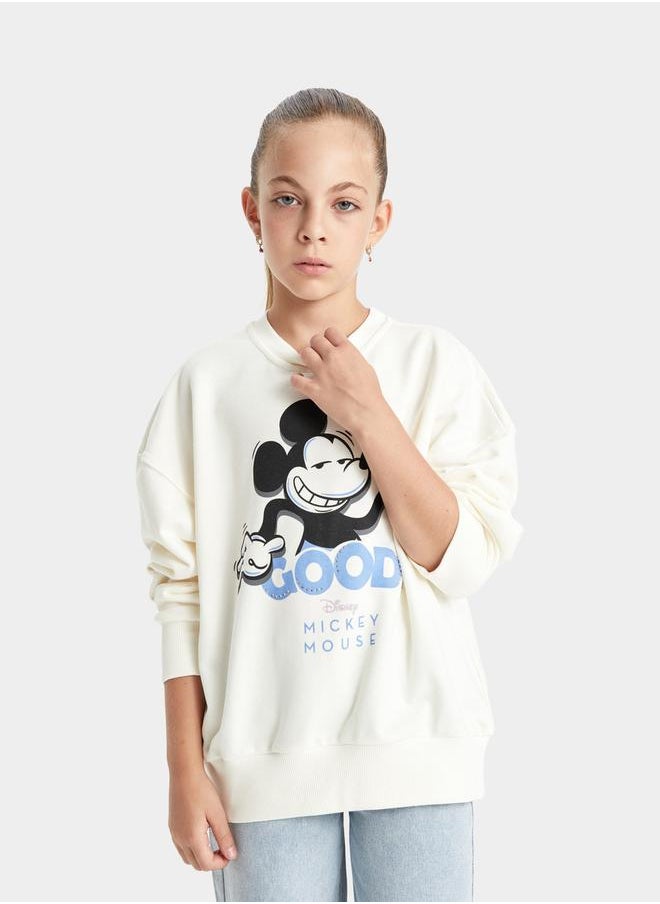 DeFacto Mickey Graphic Print Oversized Crew Neck Sweatshirt by Styli  - Image 3