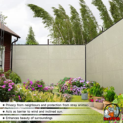 HIPPO - Privacy Screen Fence Heavy Duty Shade Net with Polyester Band, Brass Eyelets & Tie Cords (Ivory, 1.5 mt X 5 mt) - Image 3