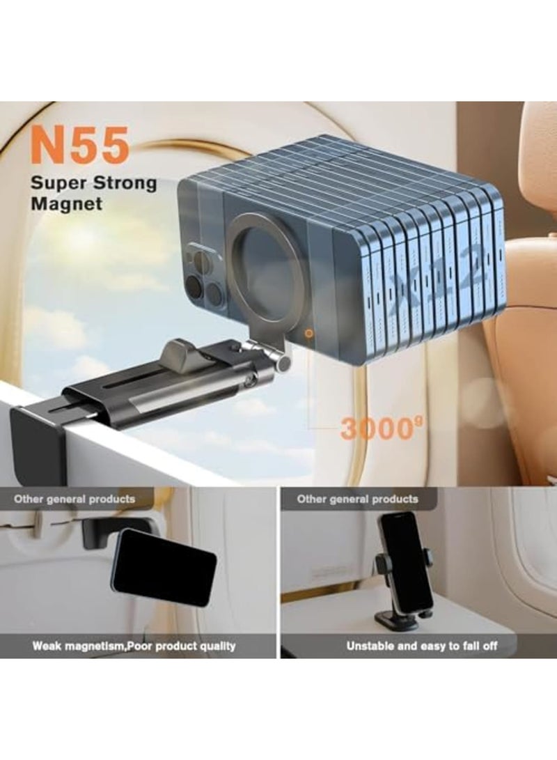 SYOSI Airplane Phone Holder Mount, 360° Adjustable Hands-Free Mount for Long Flights, Essential Travel Accessory for Men and Women, Fits to iPhone 16, 15, 14 Pro Max Series, Convenient & Secure (Black) - Image 2