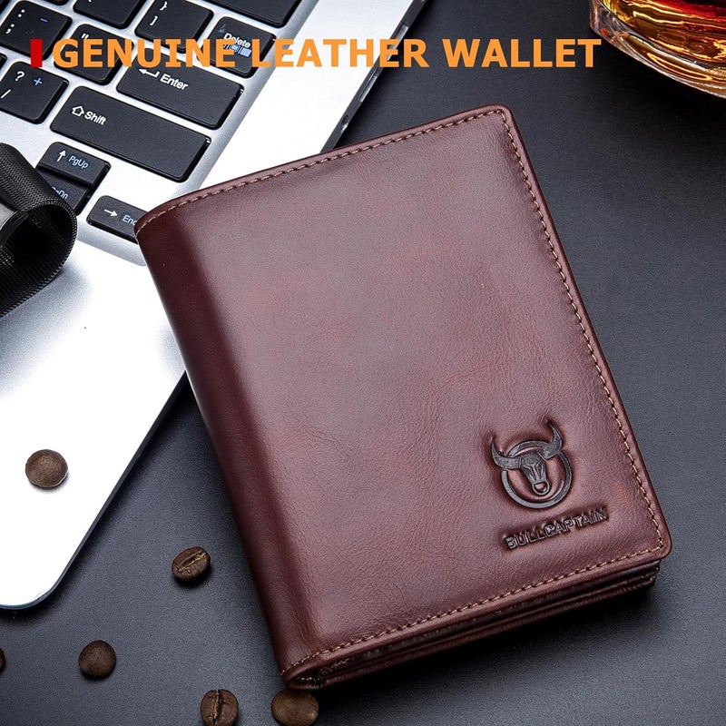 BULLCAPTAIN Large Capacity Genuine Leather Bifold Wallet/Credit Card Holder for Men with 15 Card Slots QB-027 - Image 2