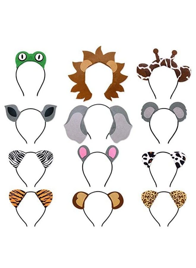 12Pcs Jungle Animal Headbands Safari Party Favors Wild One Birthday Photo Booth Props Zoo Animals Party Decorations Jungle Animal Birthday Party Decor Party Animal Hair Hoop For Kids Adults - Image 1