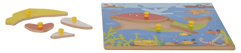 Skillofun Kids Wooden Theme Puzzle Standard Whale Knobs, Multi Color - Image 3