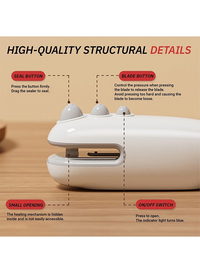 Mini Bag Sealer and Cutter for Snacks, Chips & Plastic Bags, 2-in-1 USB-C Rechargeable Handheld Heat Sealer, Portable Food Sealing Tool for Kitchen, Travel, Camping & Picnic - Image 5