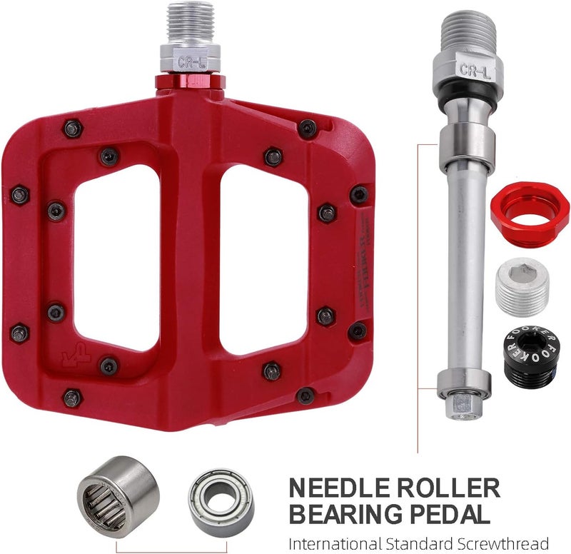 FOOKER MTB Pedals Mountain Bike Pedals 3 Bearing Non-Slip Lightweight Nylon Fiber Bicycle Platform Pedals for BMX MTB 9/16" - Image 5