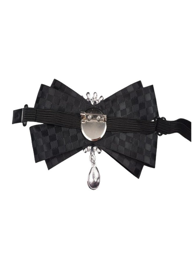 Topz Black Bow Ties For Men Ribbon Tie Brooches Bowknot Pretie Crystal Pendant Collar Pin Shirt Clothes Necktie Bowknot Brooch Pin (Black Net) - Image 4