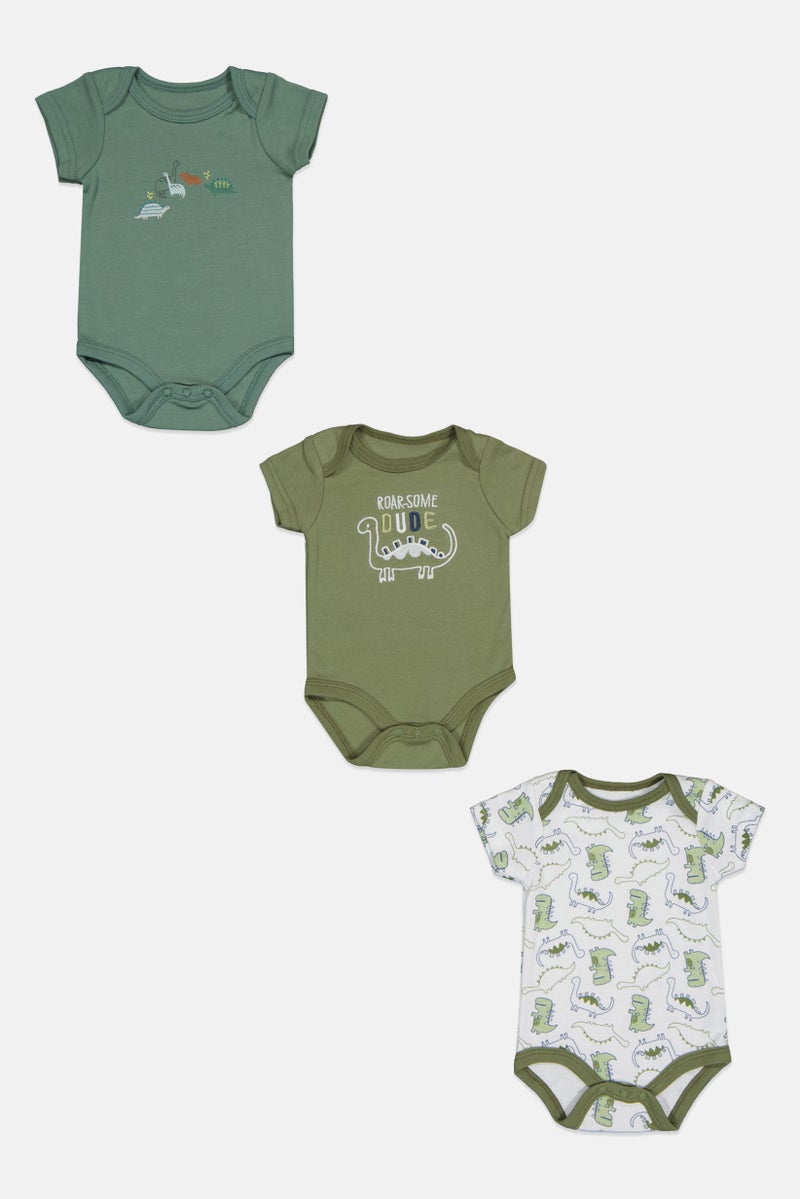 Joe Boxer Toddlers Boy 3 Pcs  Printed Short Sleeves Bodysuits, Multicolor - Image 3