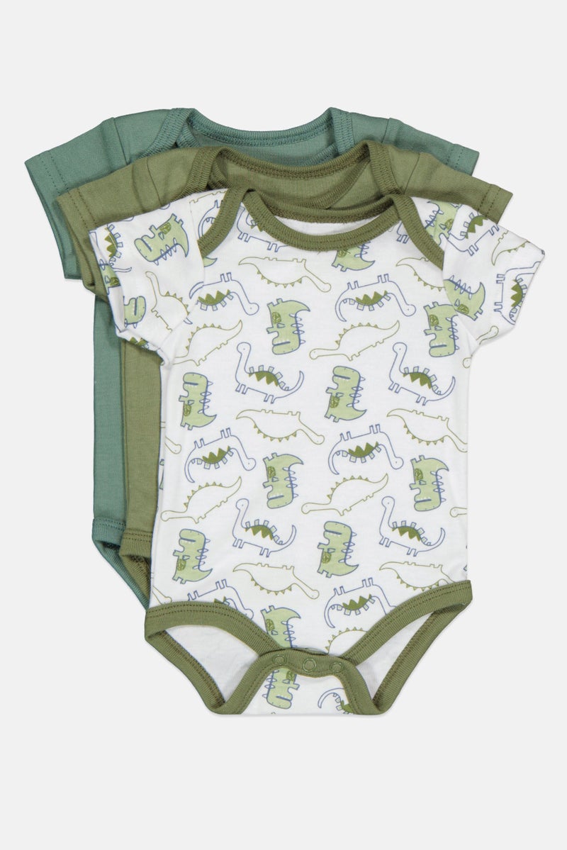 Joe Boxer Toddlers Boy 3 Pcs  Printed Short Sleeves Bodysuits, Multicolor - Image 1