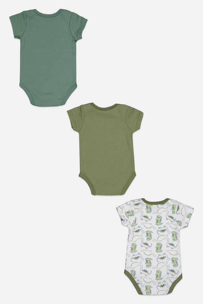 Joe Boxer Toddlers Boy 3 Pcs  Printed Short Sleeves Bodysuits, Multicolor - Image 2