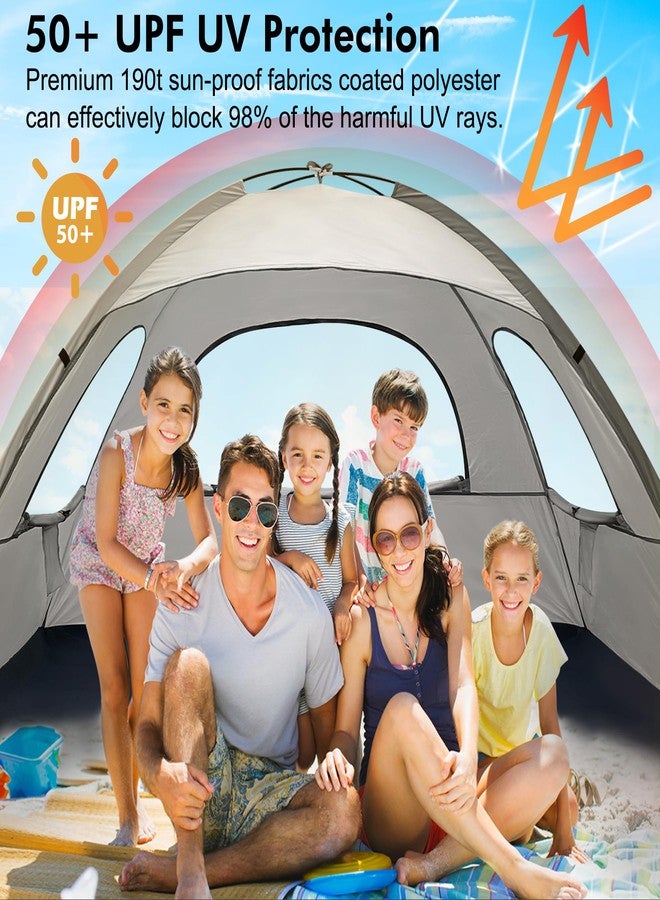 WhiteFang Beach Tent Anti-UV Portable Sun Shade Shelter for 6 Person, Extendable Floor with 3 Ventilating Mesh Windows Plus Carrying Bag, Stakes and Guy Lines (Baby's Breath) - Image 3