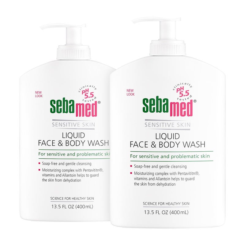 SEBAMED Liquid Face & Body Wash with Pump, 400ml, 2 Pack - Image 1