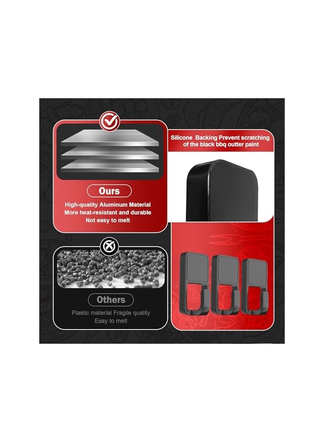 PROMASS 3 Pcs Magnetic Grill Hooks, Magnet Hooks for Traeger Grills, Heavy Duty Magnetic Tool Holders Compatible with Pellet Smokers for Hanging Barbecue Tools, Kitchen, Refrigerator - Image 3