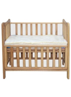 Baby Moment Wooden Baby Bed with Free Mattress and Mattress Cover – Beige, 95×60×100 cm  - Image 1