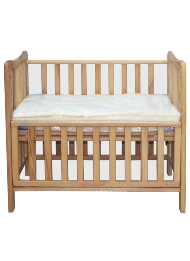 Baby Moment Wooden Baby Bed with Free Mattress and Mattress Cover – Beige, 95×60×100 cm  - Image 1