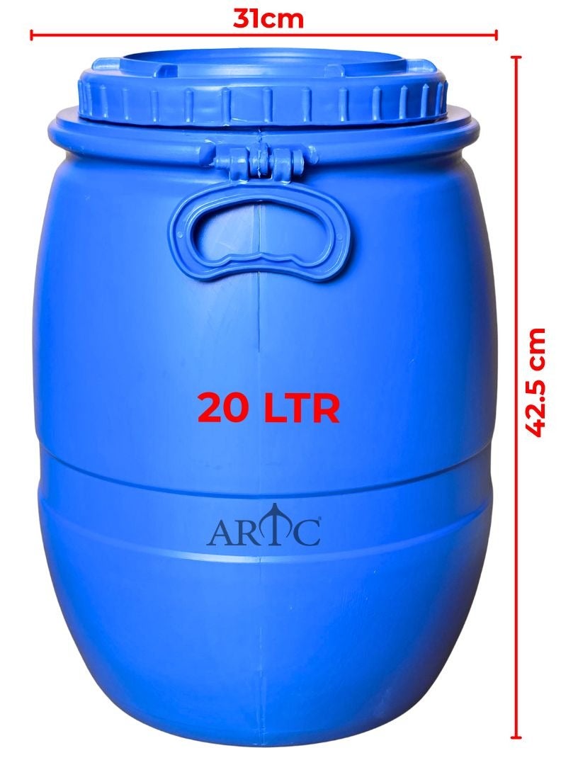 ARTC 3-Pieces 20L Premium HDPE Blue Plastic Storage Barrel Jerrycan Storage Container with Double Lid & Handle | Heavy Duty Airtight Leakproof Food Grade & Chemical Safe Drum for Perfume Oil Oud Food Water Chemical Liquid Dry Goods | Pure High-Quality Material Reusable Industrial Container for Shipping Companies Factories Shops Warehouses - Image 3