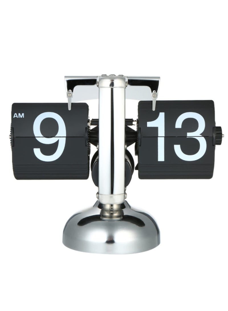 Auto Flip Table Clock with PVC Number Display Gear Operated Quartz Movement Retro Black Design for Home Decoration Desk Clock Ideal Gift for Kids and Adults  - Image 1
