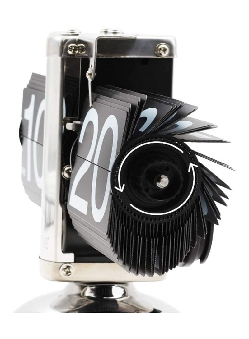 Auto Flip Table Clock with PVC Number Display Gear Operated Quartz Movement Retro Black Design for Home Decoration Desk Clock Ideal Gift for Kids and Adults  - Image 2