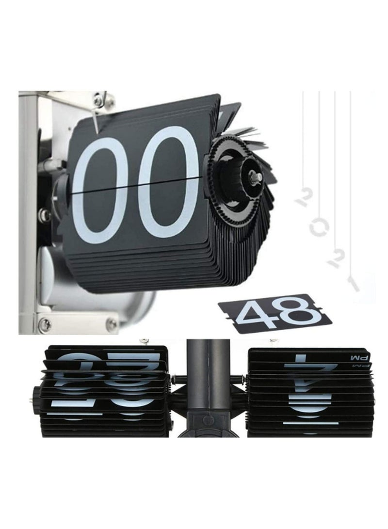 Auto Flip Table Clock with PVC Number Display Gear Operated Quartz Movement Retro Black Design for Home Decoration Desk Clock Ideal Gift for Kids and Adults  - Image 5