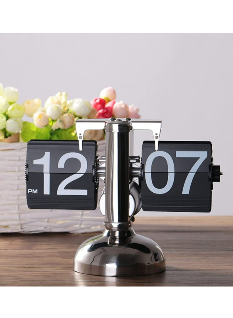 Auto Flip Table Clock with PVC Number Display Gear Operated Quartz Movement Retro Black Design for Home Decoration Desk Clock Ideal Gift for Kids and Adults  - Image 4