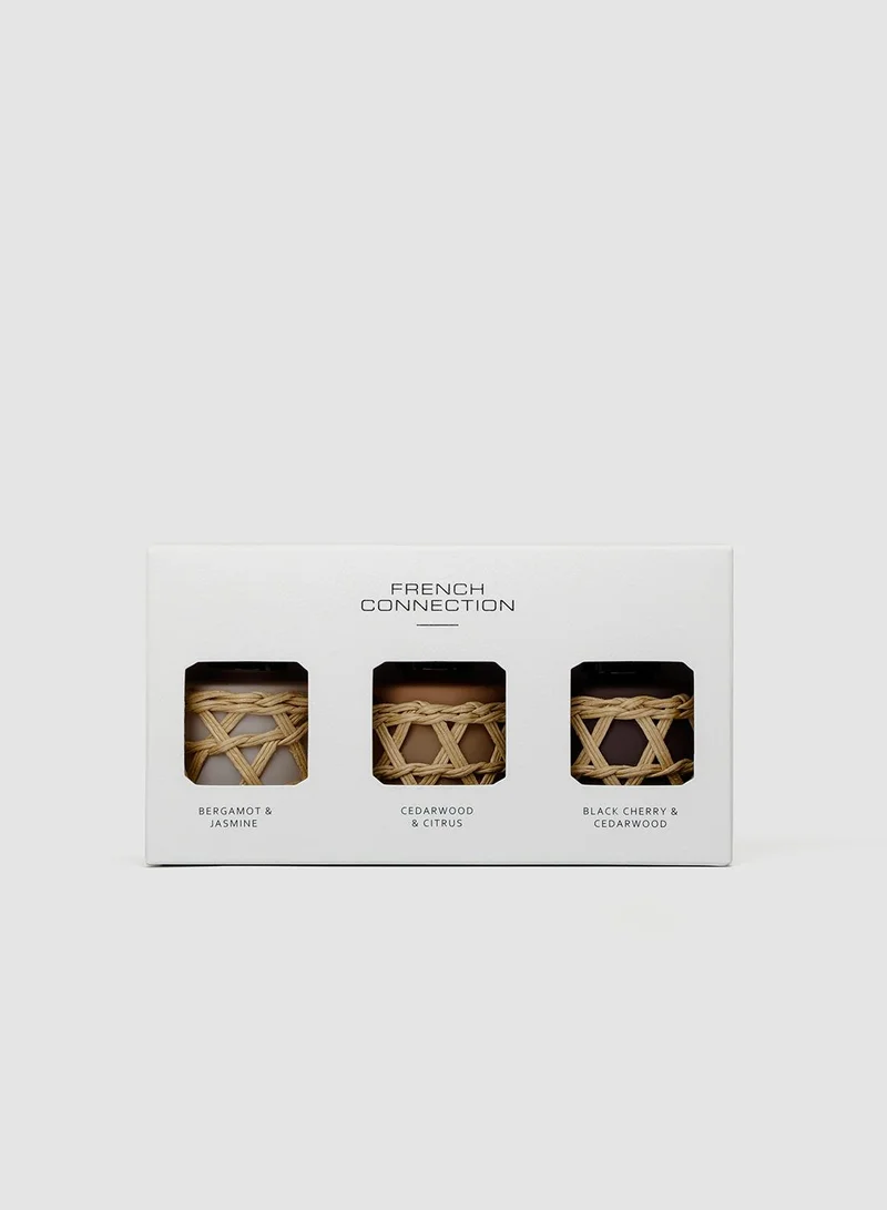 French Connection Woven Detail Trio of Reed Diffuser Gift Set 3 X 50ML