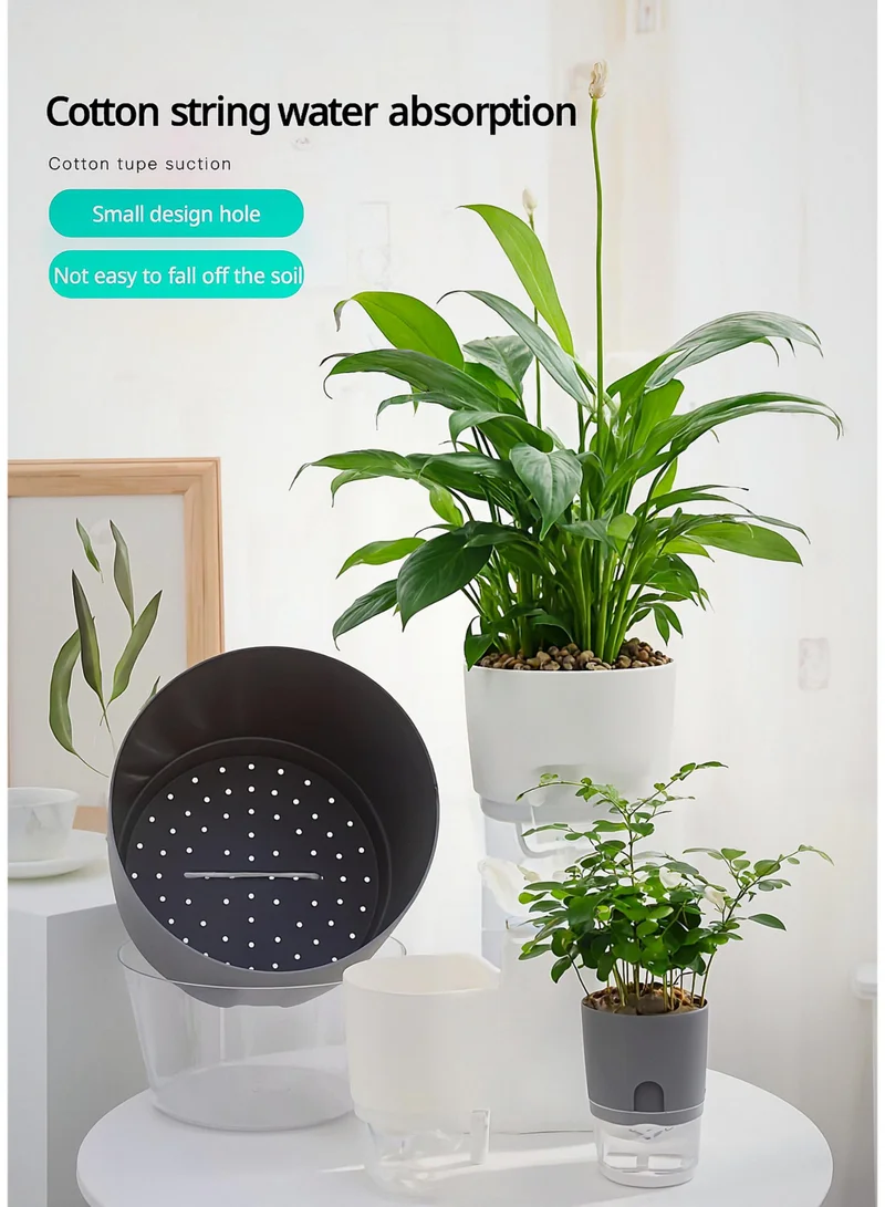 THUGFIT  Self Watering Planter Pots, 4 Pack Pots for Indoor  TABLE TOP,TV SHELF,OFFICE TABLE,Windowsill Gardens, Self Aerating, High Drainage, Deep Reservoir.  | Best Price UAE