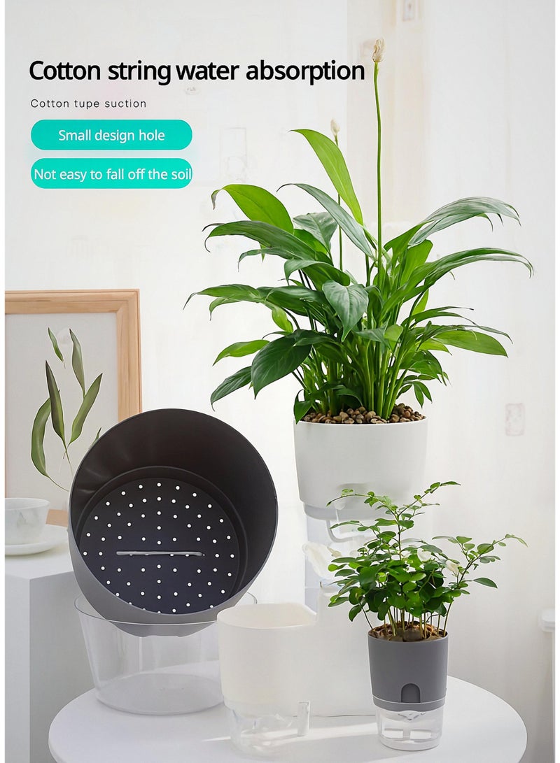 THUGFIT Self Watering Planter Pots, 2 Pack Pots for Indoor  TABLE TOP,TV SHELF,OFFICE TABLE,Windowsill Gardens, Self Aerating, High Drainage, Deep Reservoir. - Image 4