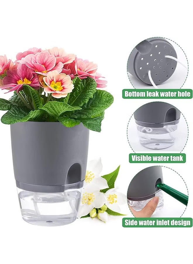 THUGFIT Self Watering Planter Pots, 2 Pack Pots for Indoor  TABLE TOP,TV SHELF,OFFICE TABLE,Windowsill Gardens, Self Aerating, High Drainage, Deep Reservoir. - Image 5