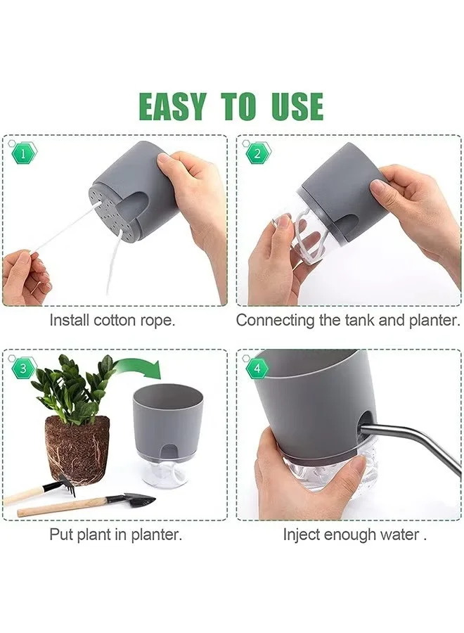 THUGFIT  Self Watering Planter Pots, 4 Pack Pots for Indoor  TABLE TOP,TV SHELF,OFFICE TABLE,Windowsill Gardens, Self Aerating, High Drainage, Deep Reservoir.  | Best Price UAE