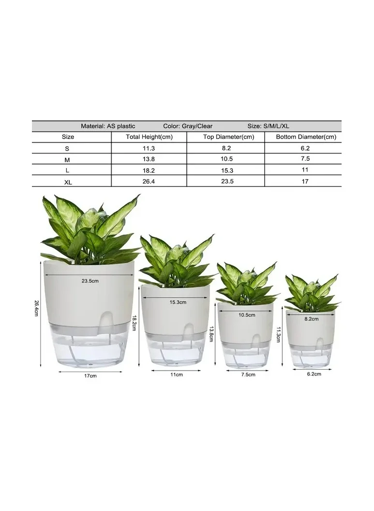 THUGFIT  Self Watering Planter Pots, 4 Pack Pots for Indoor  TABLE TOP,TV SHELF,OFFICE TABLE,Windowsill Gardens, Self Aerating, High Drainage, Deep Reservoir.  | Best Price UAE