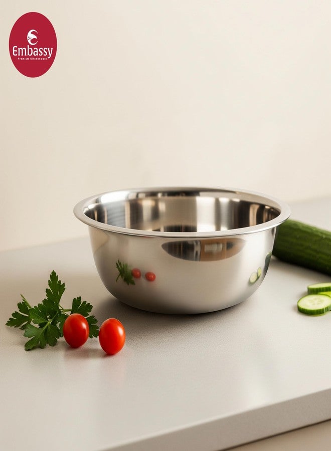 EMBASSY Stainless Steel Pack of 2 Sonata Mixing Bowls for Kitchen | Size - 2 | Capacity - 2300 ml | Bowls for Baking, Mixing Atta, Storing and Serving | Ideal for Gifting - Image 2
