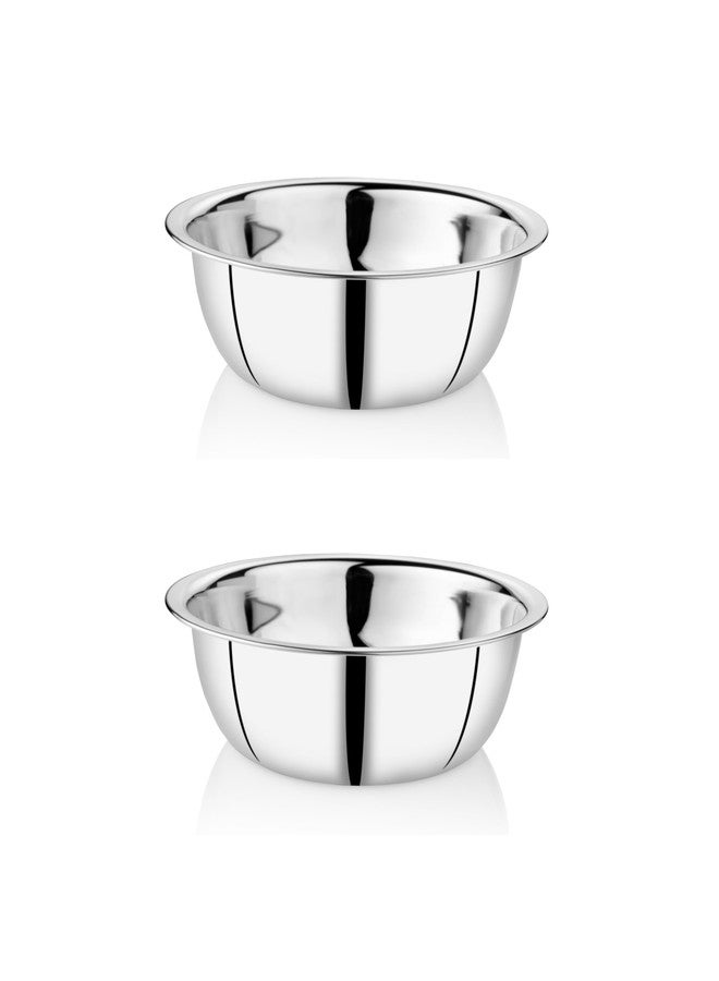 EMBASSY Stainless Steel Pack of 2 Sonata Mixing Bowls for Kitchen | Size - 2 | Capacity - 2300 ml | Bowls for Baking, Mixing Atta, Storing and Serving | Ideal for Gifting - Image 1