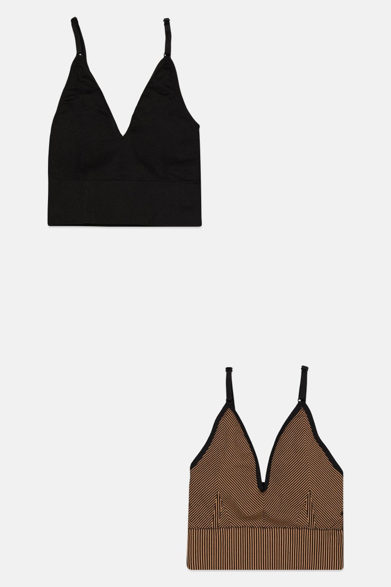 Comfort by Real Women 2 Pieces Textured Padded Bralette, Black - Image 1