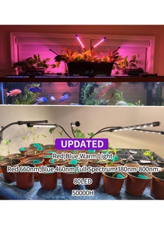 LEOTER LEOTER Grow Light for Indoor Plants - Upgraded Version 80 LED Lamps with Full Spectrum & Red Blue Spectrum, 3/9/12H Timer, 10 Dimmable Level, Adjustable Gooseneck,3 Switch Modes  - Image 4