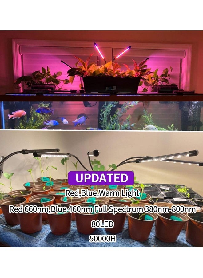 LEOTER - LEOTER Grow Light for Indoor Plants - Upgraded Version 80 LED Lamps with Full Spectrum & Red Blue Spectrum, 3/9/12H Timer, 10 Dimmable Level, Adjustable Gooseneck,3 Switch Modes - Image 1