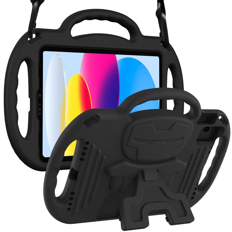 LTROP Kids Case for iPad 11th Generation (A16) 2025 / 10th Generation(10.9 Inch, 2022) with Shoulder Strap, Durable Light Weight Handle Stand Child-Proof Bumper Case for iPad 11th/10th Gen, Black - Image 1