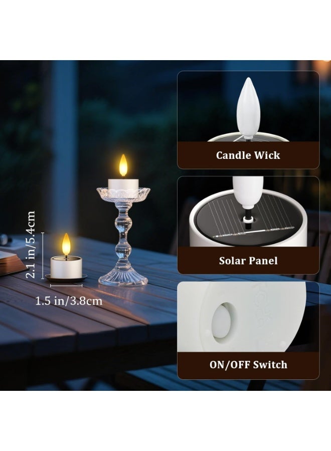 Soofam Solar Tea Lights Outdoor Waterproof, 12 pcs 1.5" D x 2.1" Reusable Dusk to Dawn Flickering Small LED Tealight Candles, Flameless Votive Candle for Lanterns Patio Garden Camping Decor - Image 2