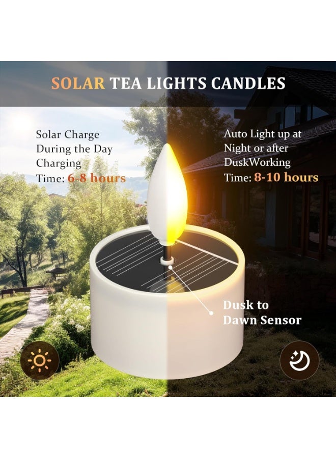 Soofam Solar Tea Lights Outdoor Waterproof, 12 pcs 1.5" D x 2.1" Reusable Dusk to Dawn Flickering Small LED Tealight Candles, Flameless Votive Candle for Lanterns Patio Garden Camping Decor - Image 5