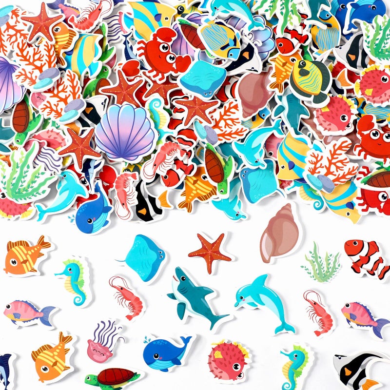 JULBEAR 300 Pieces Ocean Sea Animal Foam Stickers Bulk SelfAdhesive Tropical Fish Sea Creature Stickers Sea Turtles for Arts Crafts Ocean Theme Party Favors Decoration Home DIY Supplies - Image 2