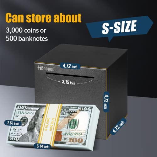 hicocool Stainless Steel Piggy Bank for Adults, Must Break to Open for Real Money, Unbreakable Metal Money Bank for Cash Saving(4.72 inch, Black) - Image 2