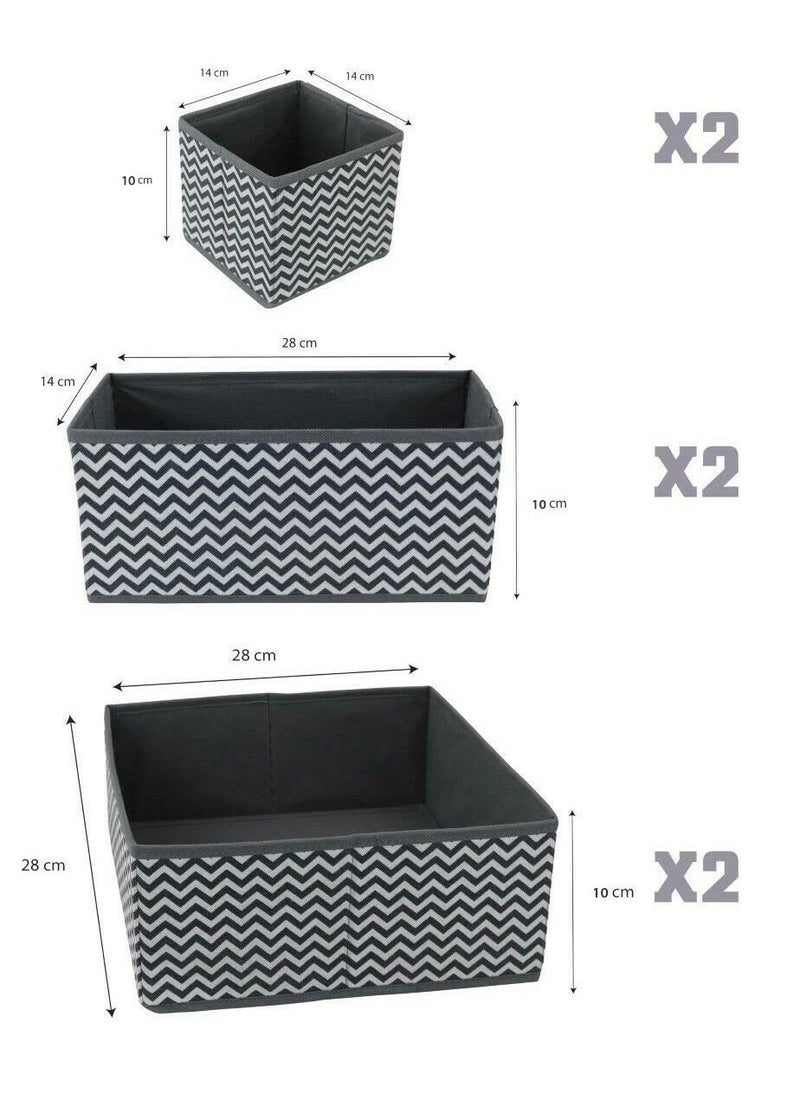 Generic 6 Pack Wardrobe Organizer Dividers Underwear Drawer Organizers Foldable Cabinet Closet Socks Organizer Set Basket Cubes Containers Storage Boxes for Storing Clothes, Bras, Ties, Gray  - Image 2