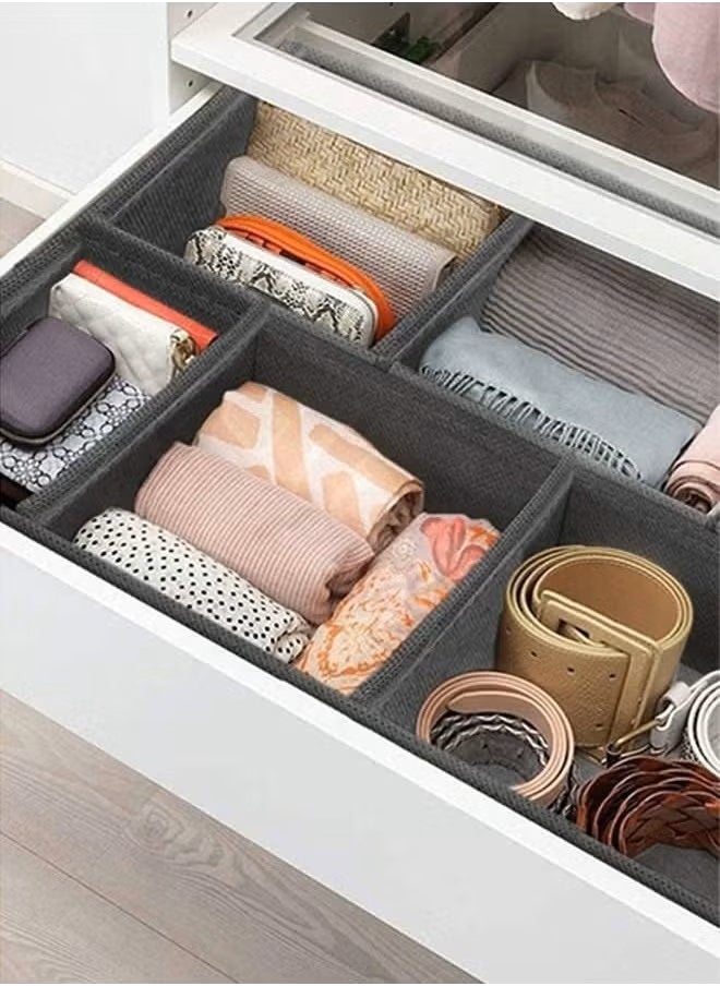 Generic 6 Pack Wardrobe Organizer Dividers Underwear Drawer Organizers Foldable Cabinet Closet Socks Organizer Set Basket Cubes Containers Storage Boxes for Storing Clothes, Bras, Ties, Gray  - Image 4