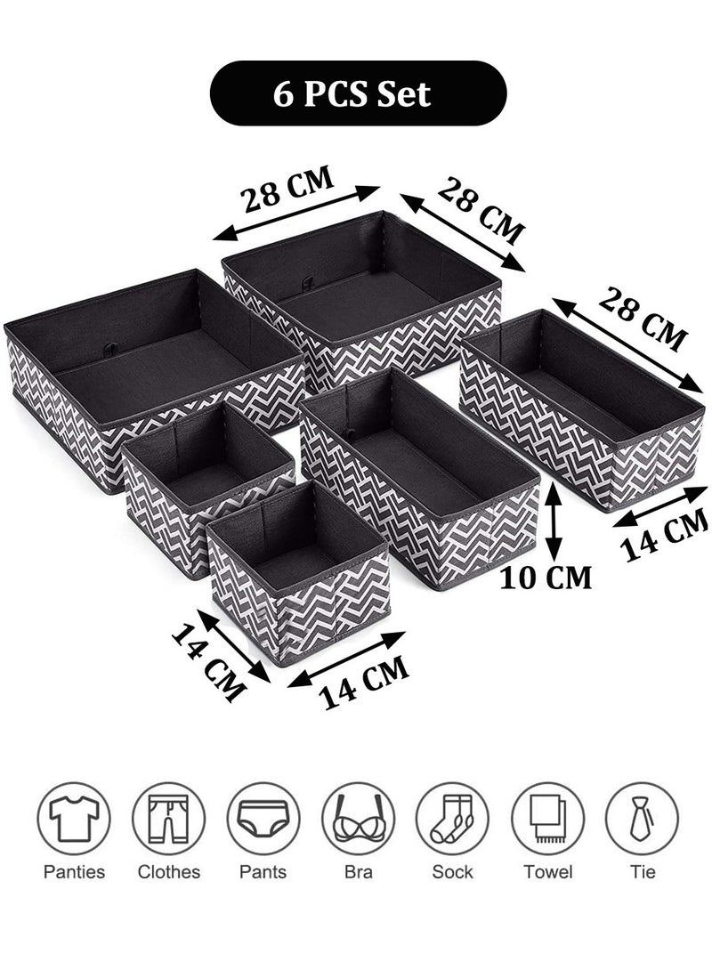 6 PCS Closet Organizer Foldable Wardrobe Storage Boxes, Cabinet Storage Organizer, Drawer Organizer for Underwear, Drawer Dividers for Storing Socks, Clothes, Bras, Tie - Image 2