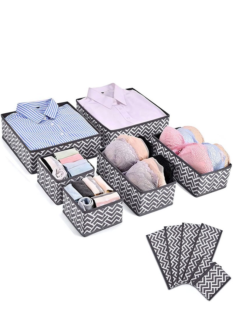 6 PCS Closet Organizer Foldable Wardrobe Storage Boxes, Cabinet Storage Organizer, Drawer Organizer for Underwear, Drawer Dividers for Storing Socks, Clothes, Bras, Tie - Image 1