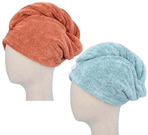 HOPESHINE Microfiber Hair Drying Towel Turban Twist for Long Hair Magic Instant Dry Hair Towel Wrap Fast Drying Absorbent Cap Great Gift for Women and Girls 2-Pack - Image 1